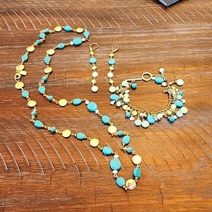 Ralph Lauren 3 Piece Gold and Torquiose Jewelry Set